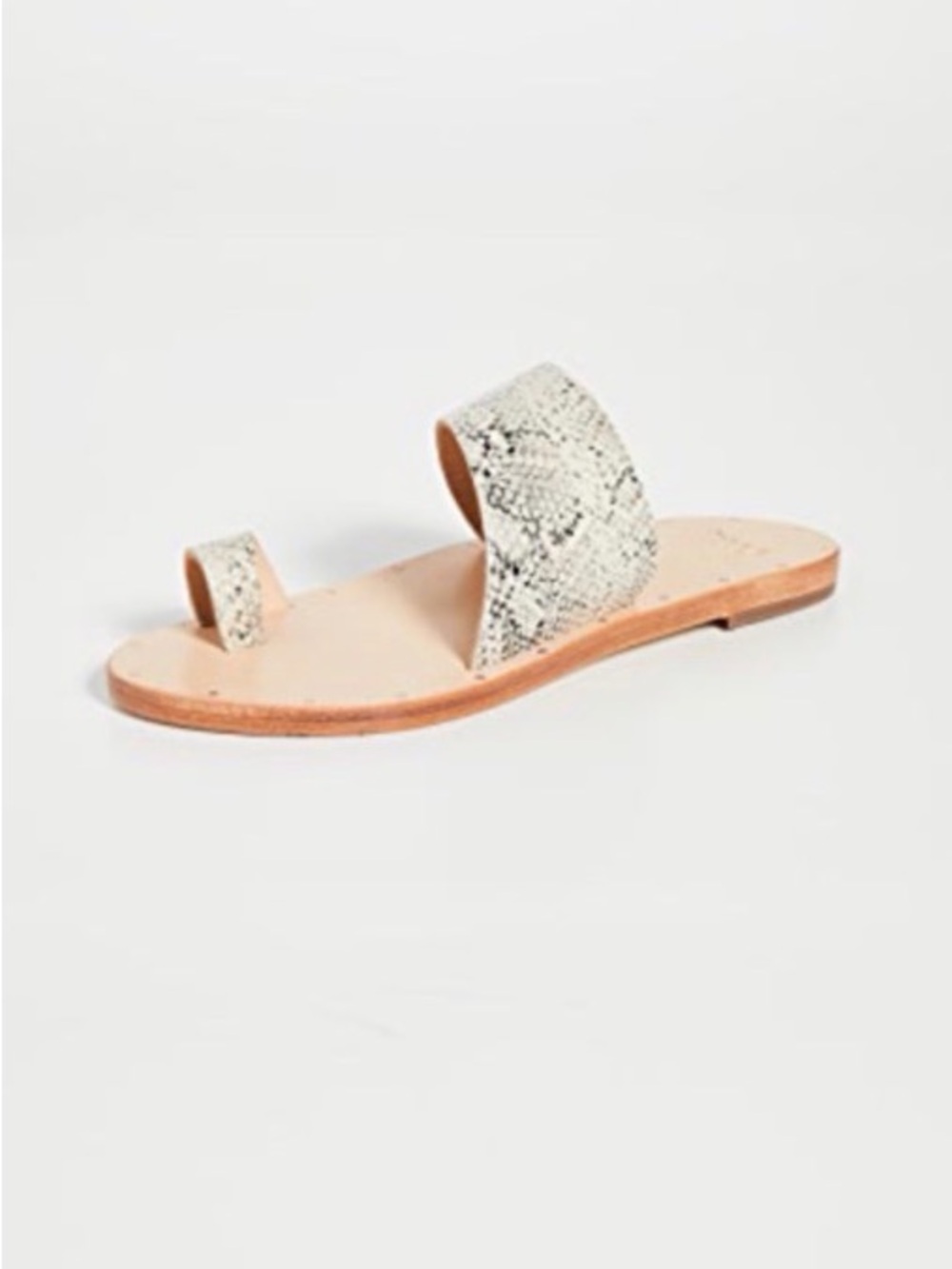 Women’s Snake-Print Leather Slide Sandal in Off-White by Beek by two birds